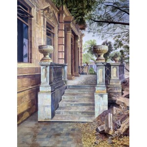 S. M. Fawad, Parsi Colony - M.A. jinah Road Karachi, 47 x 64 Inch, Oil on Canvas, Realistic Painting, AC-SMF-262